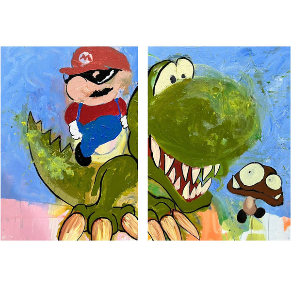 Jurassic Yoshi Pop Art Painting - Pop Art & Abstract Visual Arts by Juan Hernandez Martin in Dubai