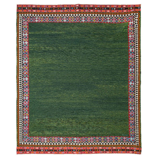 Kilim Azarbaijan Nomadic Carpet Wool 198x234 Green - Authentic Persian Rugs & Kilims in Dubai