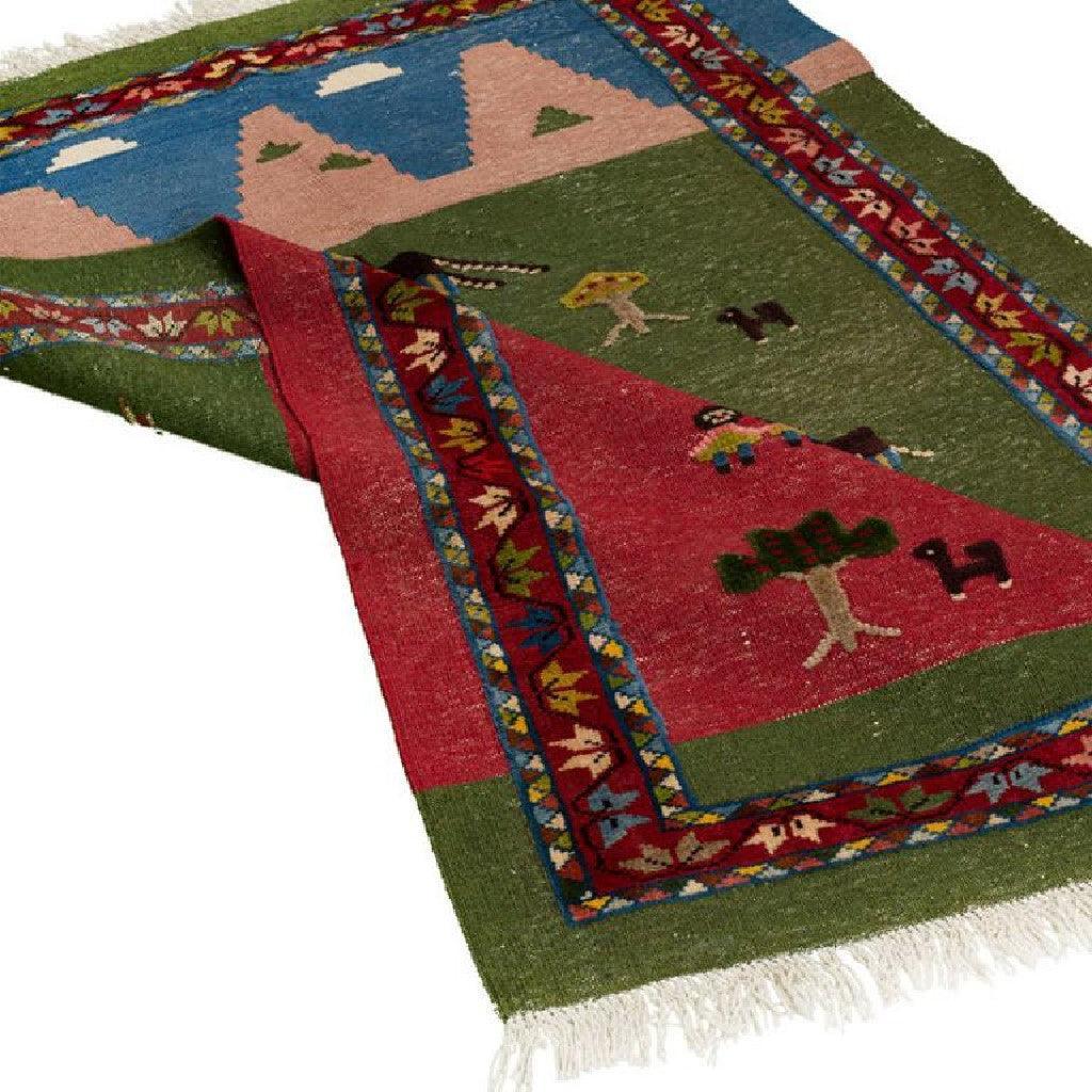 Kilim Carpet Qashqai Nomadic - Authentic Oriental Wool Persian Rugs in Dubai