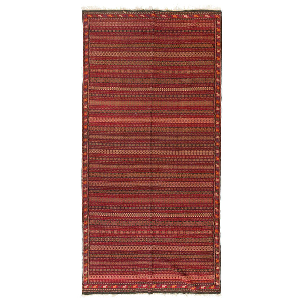 Red Kilim Khorasan Moharamat Nomadic 157x320 - Authentic Oriental Wool Persian Rugs in Dubai