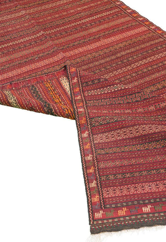 Red Kilim Khorasan Moharamat Nomadic - Authentic Oriental Wool Persian Rugs in Dubai