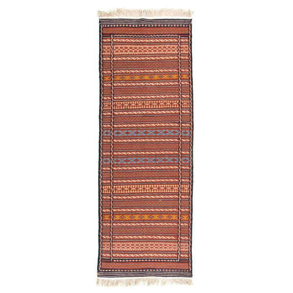 Brown Kilim Khorasan Moharamat Nomadic - Authentic Oriental Wool Persian Rugs in Dubai