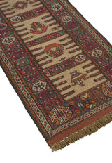 Beige Kilim Khorasan Nomadic Carpet - Authentic Oriental Wool Persian Rugs in Dubai