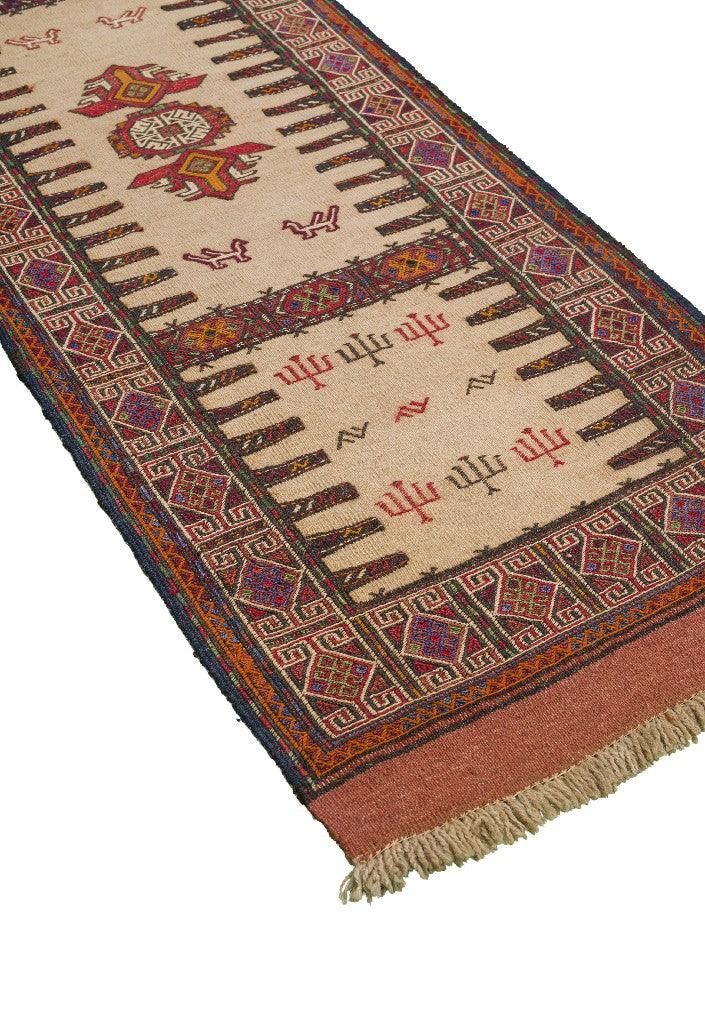 Beige Kilim Khorasan Nomadic Carpet - Authentic Oriental Wool Persian Rugs in Dubai