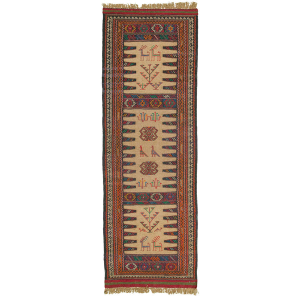 Kilim Khorasan Nomadic Persian Carpet 60x179 - Authentic Wool Rugs in Dubai