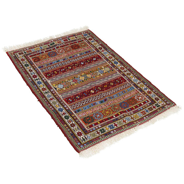 Multicolor Kilim Sirjan Moharamat Nomadic - Authentic Oriental Wool Persian Rugs in Dubai