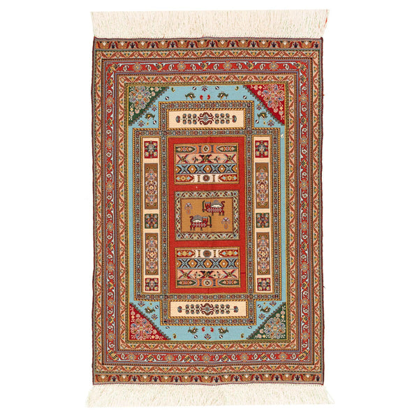 Kilim Sirjan Pictorial Nomadic 100x147 - Authentic Oriental Wool Persian Rugs in Dubai