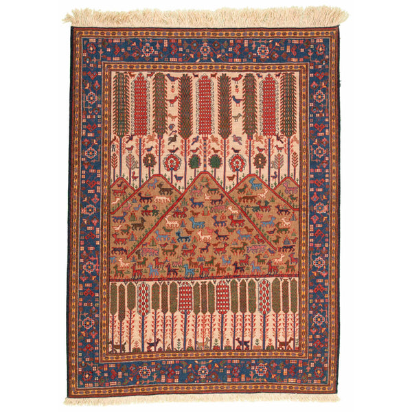 Koohestan Reversed Soumak Persian Carpet Wool 143x165 Olive - Pearl Woven, Morvarid Baf Persian Rugs in Dubai