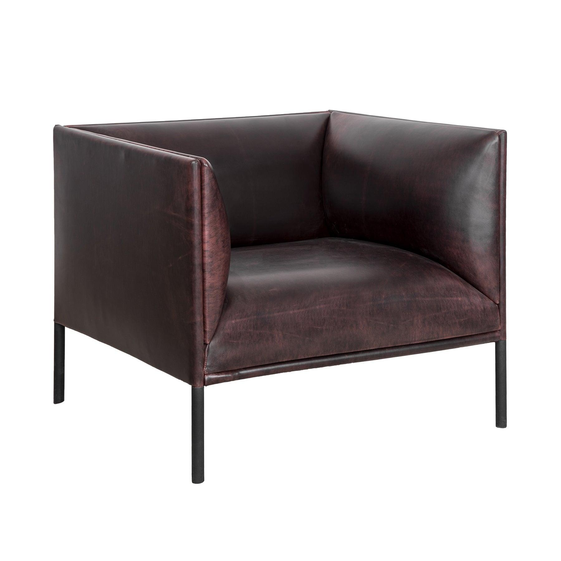 Burgundy Brown Vintage Leather Armchair