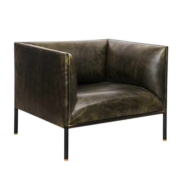 Leather Armchair - Vintage Green Single Seater Sofa Armchair in Dubai