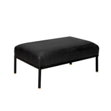 Leather Ottoman - Black Leather Upholstery Ottomans with Metal legs