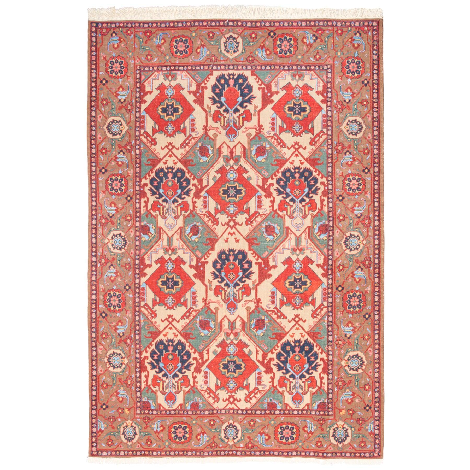 Mahasti Reversed Soumak Persian Carpet Wool 155x208 Beige - Pearl Woven, Morvarid Baf Rugs in Dubai