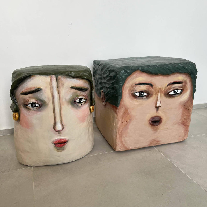 Man of the Table Side Table - Artistic Contemporary Paper Mache Accent Furniture by Sahra Mollaali in Dubai