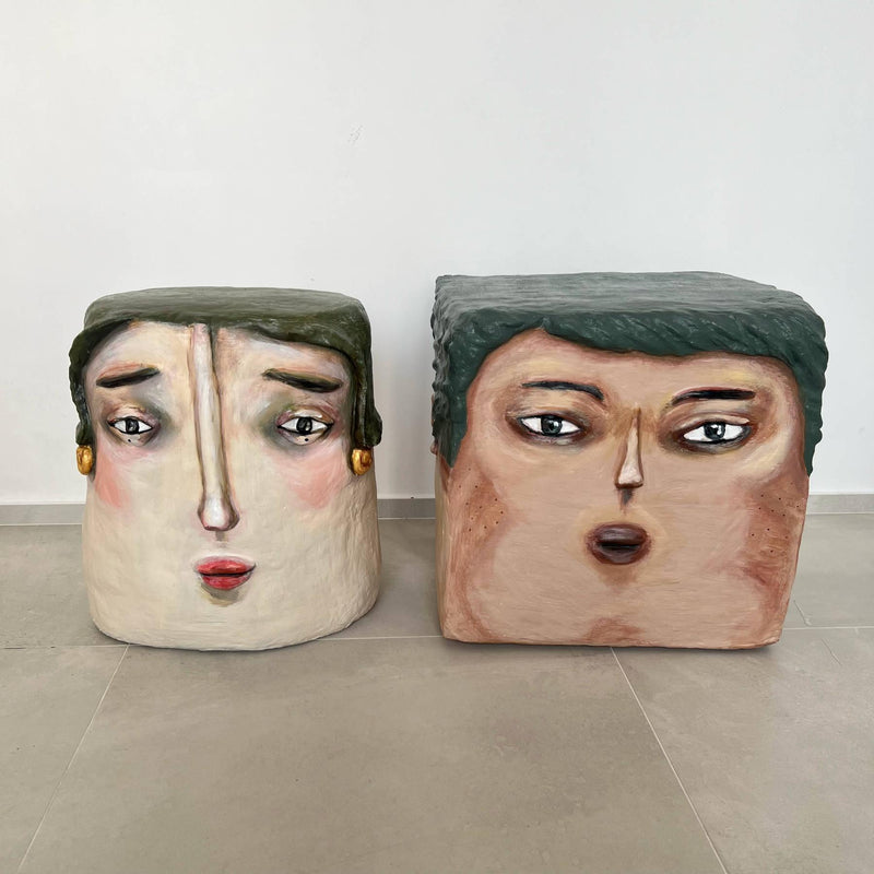 Man of the Table Side Table - Artistic Contemporary Paper Mache Accent Furniture by Sahra Mollaali in Dubai