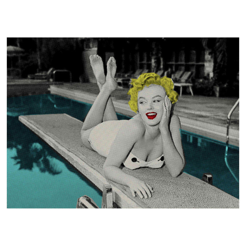 Marilyn Monroe Poolside Hollywood Print on Canvas Artwork - Vintage Arabia Pop Art by Julian Castaldi in Dubai