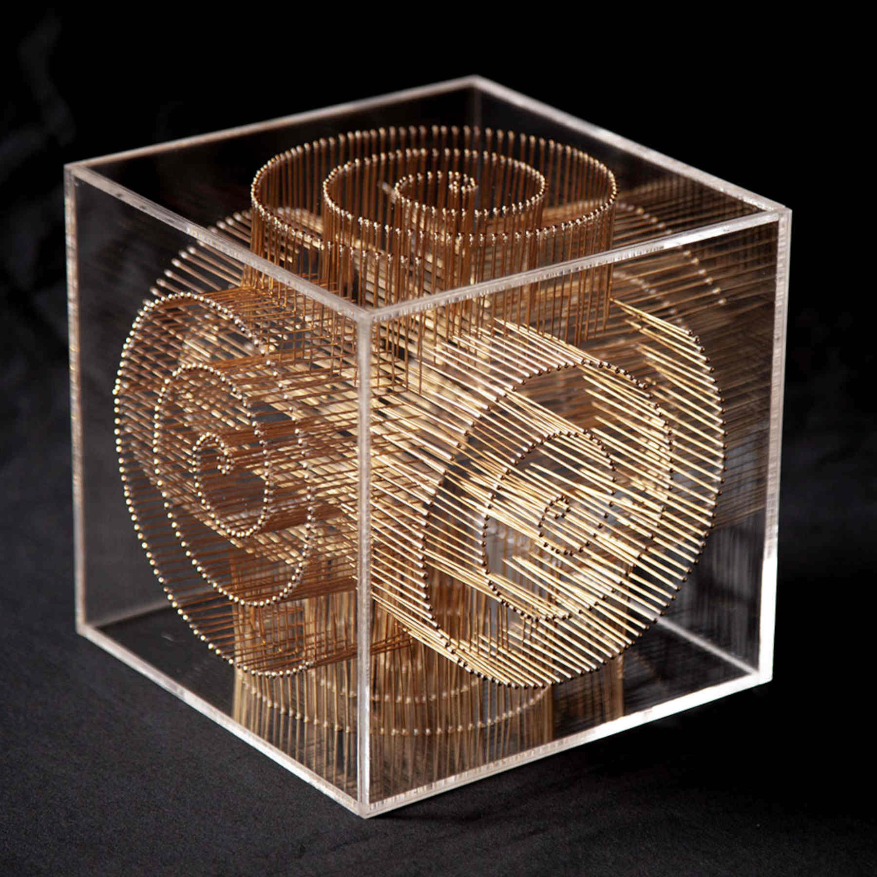 Memory Mixed Media Cubic Pins Sculpture by Diana Beltran