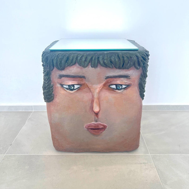 Mindful Muse Side Table - Artistic Contemporary Paper Mache Accent Furniture by Sahra Mollaali in Dubai