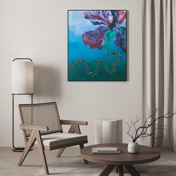 Beyond The Seas Mixed Media On Canvas Painting - Modern Decorative Wall Art By Farnaz Faridfar in Dubai