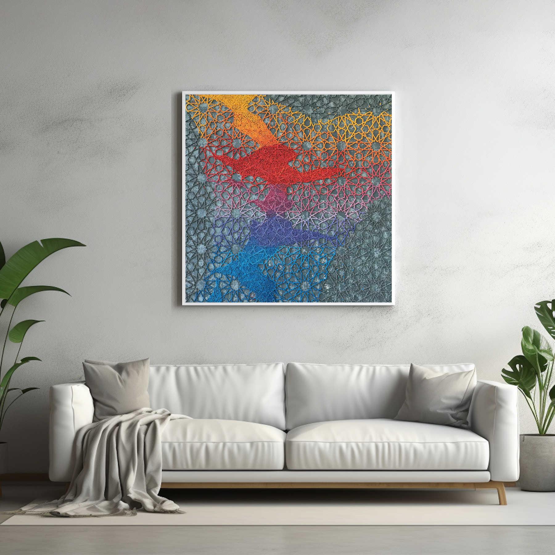 The Rainbow Mixed Media Painting - Contemporary Islamic Art By Farnaz Faridfar