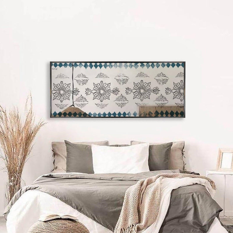 Motif Decorative Wall Mirror - Wall Mounted Painted Mirror in Metal Frame Dubai