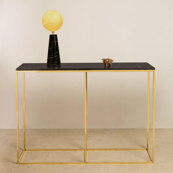 Nero Marquina Marble and Bronze Console Table - ART MONKEY Dubai