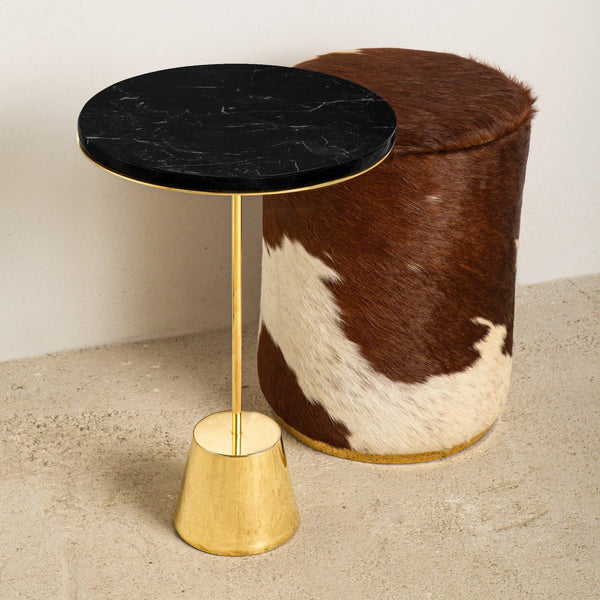 Black Marble and Golden Bronze base Side Table in Dubai