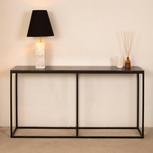 Nero Marquina Marble and Metal Console Table in Dubai