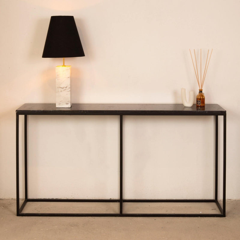 Nero Marquina Marble and Metal Console Table in Dubai