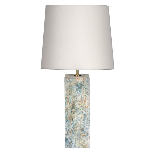 Marble Table Lamp Green Rainforest Natural Marble with Linen Shade in Dubai
