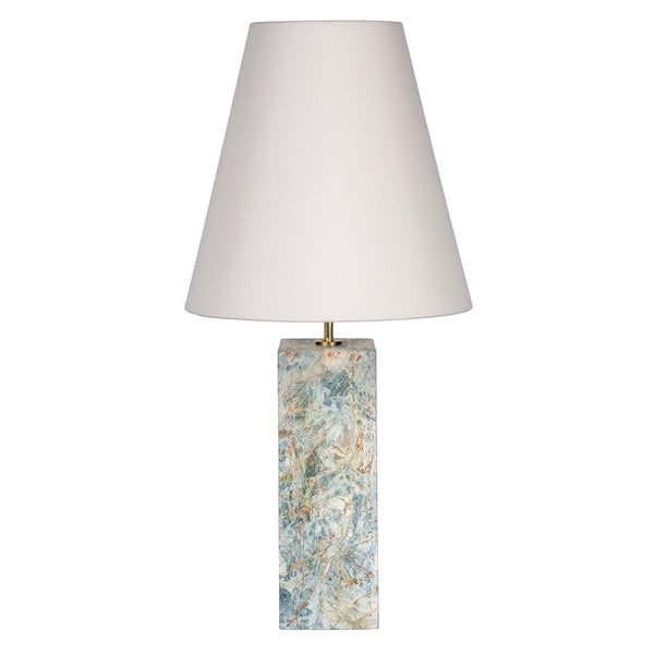 Marble Table Lamp Green Rainforest Natural Marble with Linen Shade in Dubai