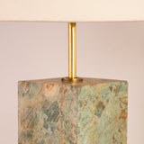 Marble Table Lamp Green Rainforest Natural Marble with Linen Shade in Dubai