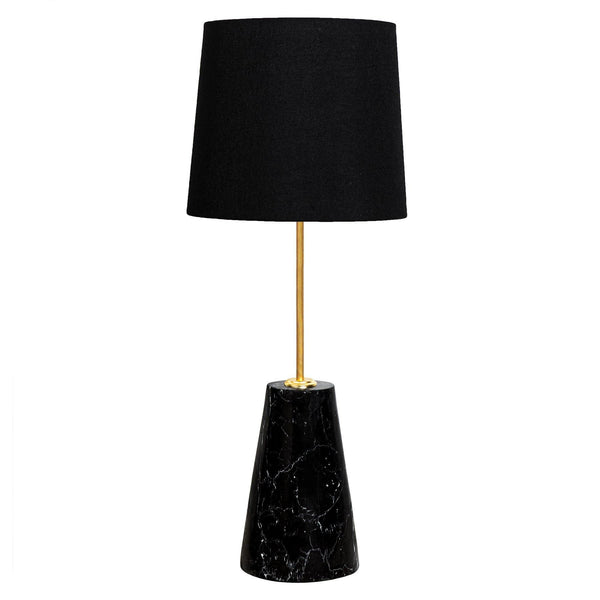 Marble Lamp Nero Marquina Black Marble Base with Linen Shade in Dubai