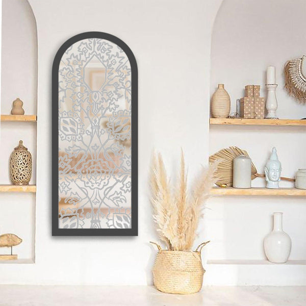 Nouveau Decorative Wall Mirror - Wall Mounted Painted Mirror with Wooden Frame in Dubai