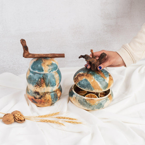 Ocean Saggar Ceramic Urn - Artistic Tabletop Accessories & Decorative Art in Dubai