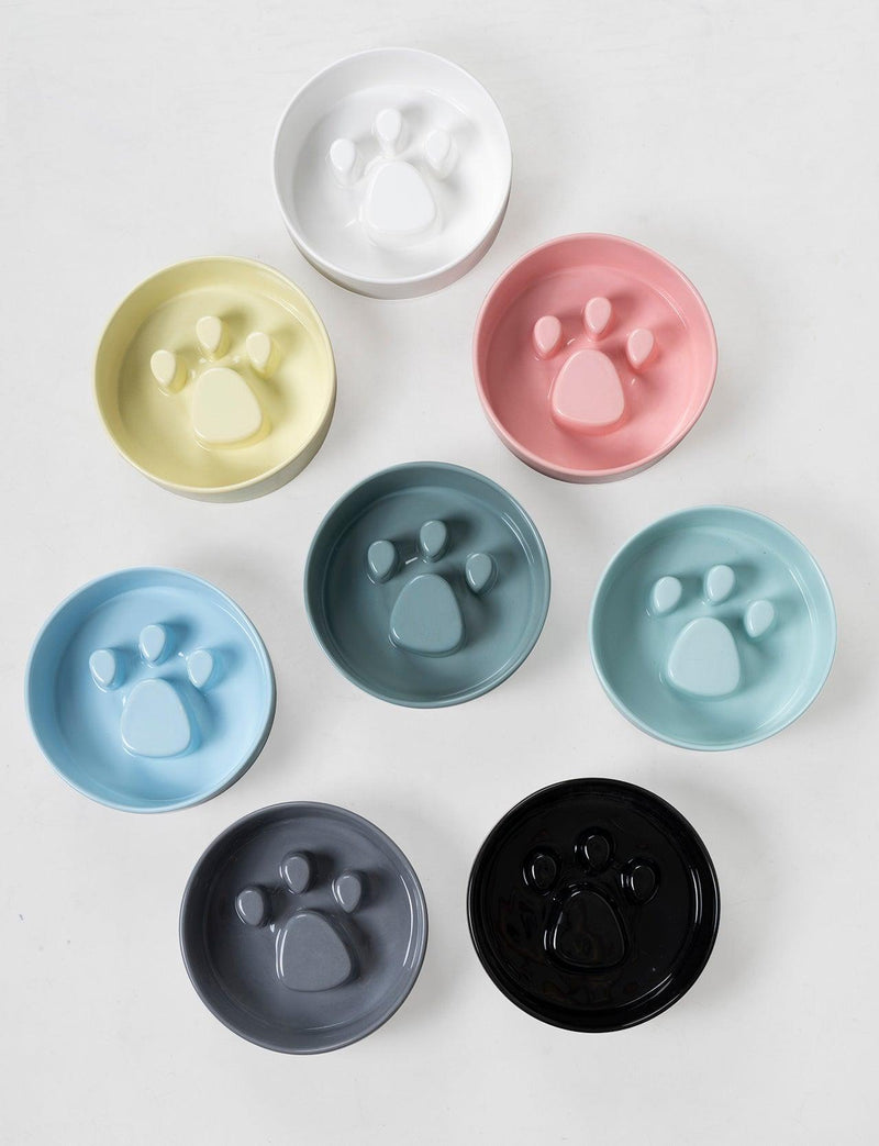 Paw Pet Slow Feeder Bowl Multicolor - Choke Preventing Ceramic Bowls for Cats & Dogs in Dubai