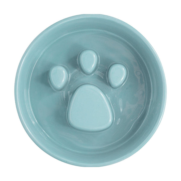 Paw Ceramic Slow Feeder Bowl in Pastel Blue - Choke Preventing Bowls for Cats & Dogs in Dubai