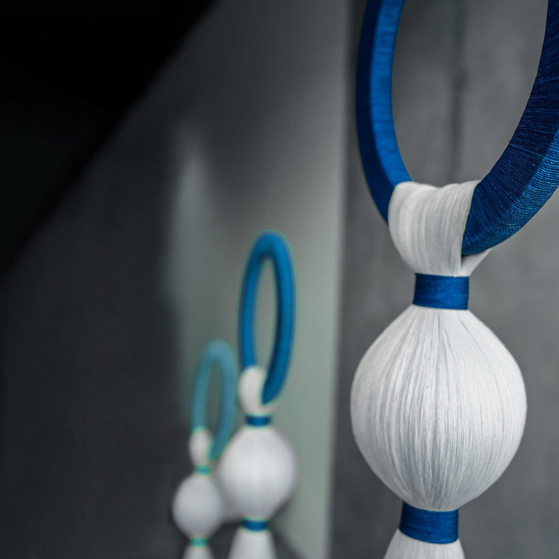 Pedestal Macrame Set - Blue Fiber Art by Sis Creations in Dubai - ART MONKEY