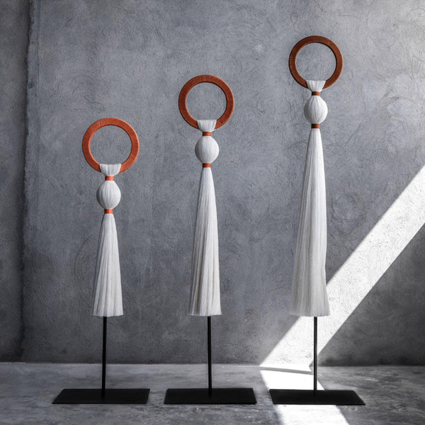 Pedestal Macrame Set - Brown Fiber Art by Sis Creations in Dubai - ART MONKEY