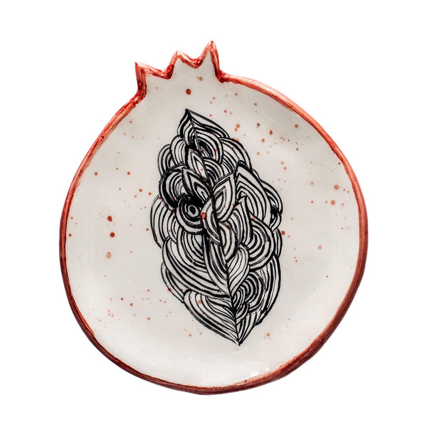 Pomegranate Shaped Ceramic Side Plate - Tabletop Accessories, Handmade Dining Tableware in Dubai