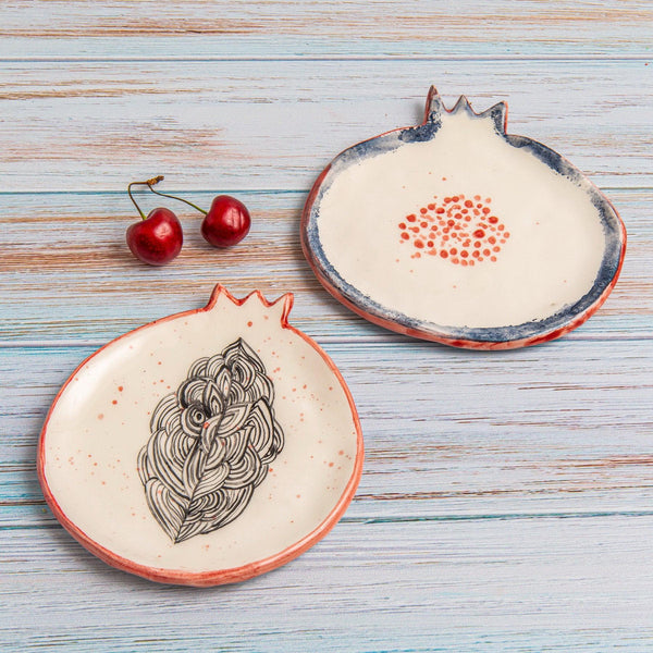 Pomegranate Shaped Ceramic Side Plate - Tabletop Accessories, Handmade Dining Tableware in Dubai