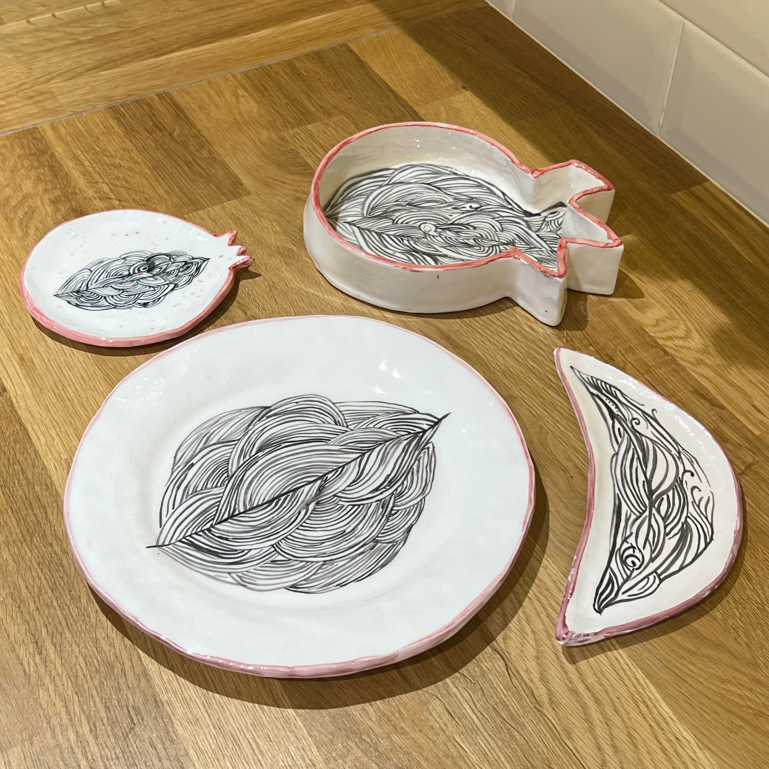 Pomegranate Ceramic Side Plate - Set of 2
