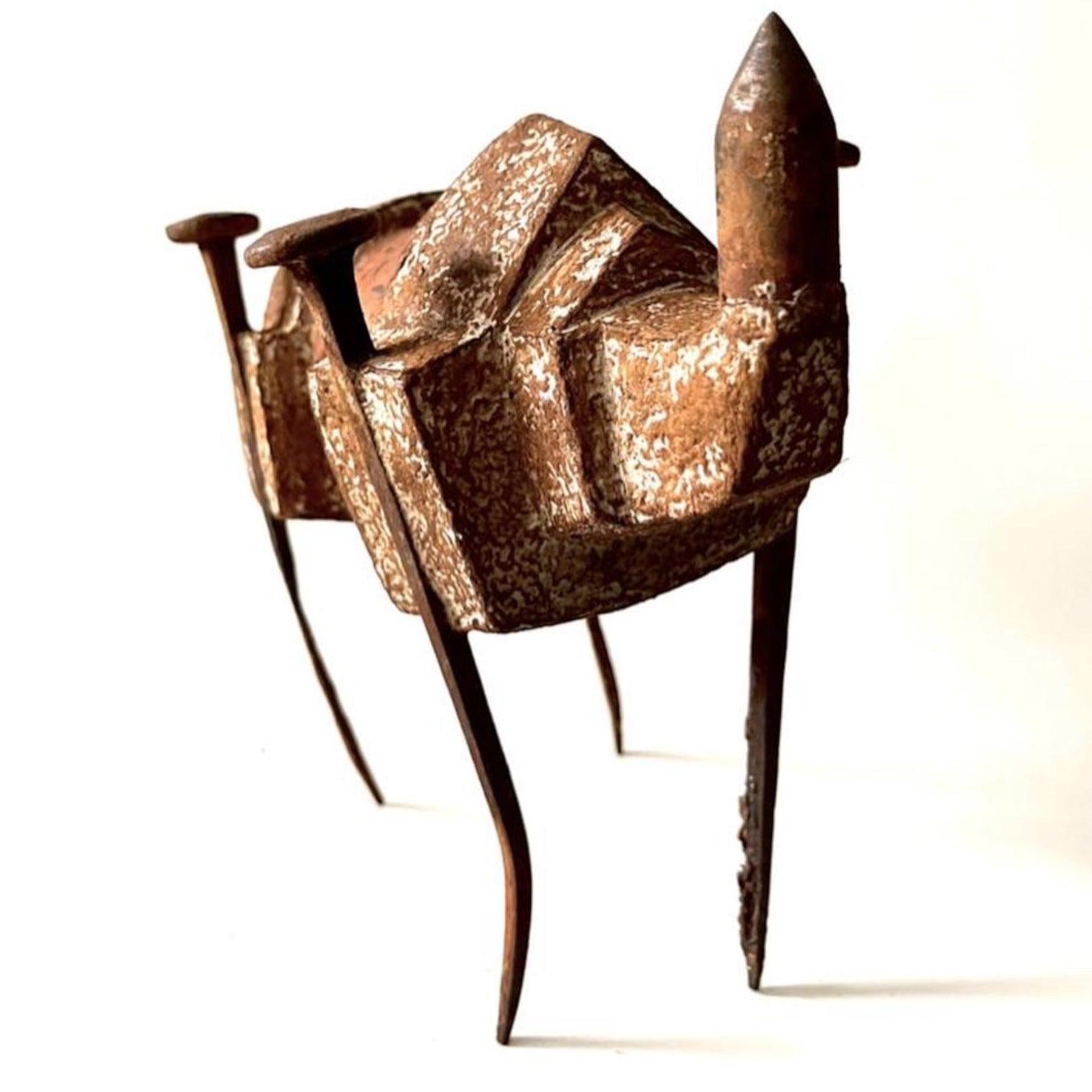 Rhino Recycled Art Sculpture, Contemporary Mixed Media Art by Roxana Fazeli