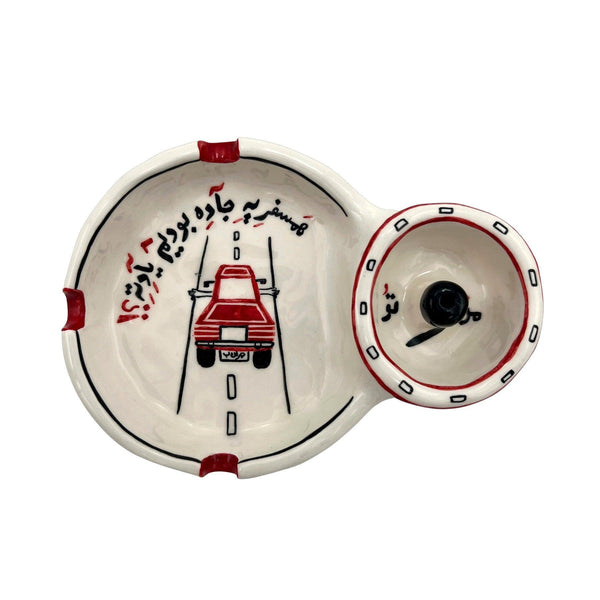 Road Trip Ceramic Ashtray with Incense Holder  - Smoking Accessories & Tableware in Dubai