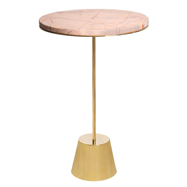 Rosa Portogallo Pink Marble and Bronze Side Table in Dubai