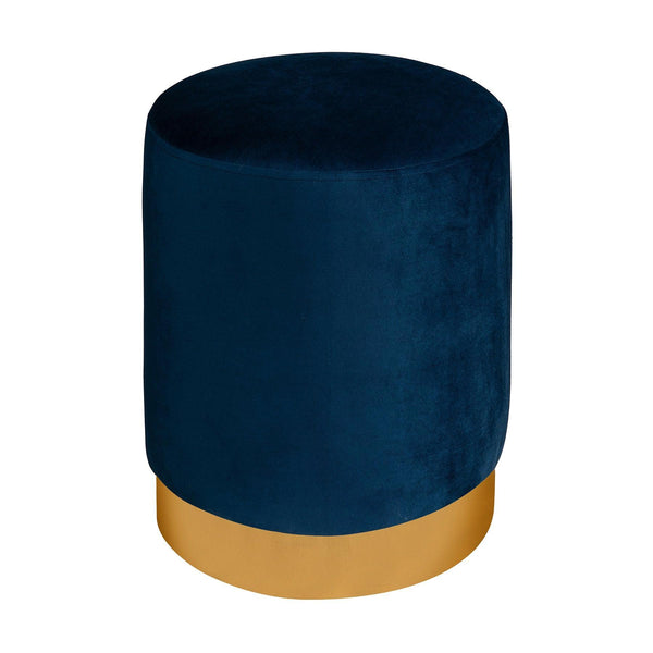 Pouf Ottoman Plush Royal Blue Velvet Pouffe with Bronze base in Dubai