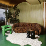 Brown Leopard Print Velvet Sofa, Bold Designer Furniture
