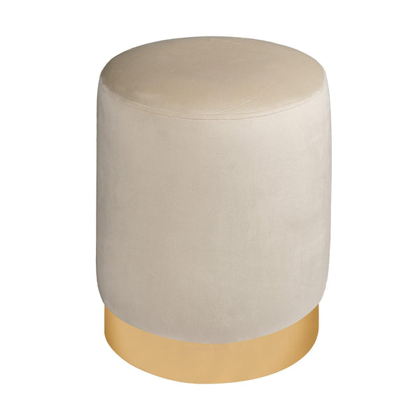 Pouf Ottoman - Plush Beige Velvet Pouffe with Bronze base in Dubai