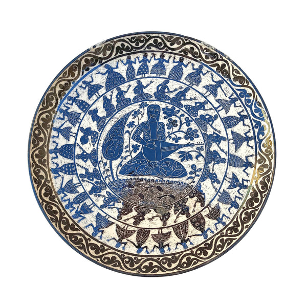 Sgraffito Handmade Ceramic Plate Bowl - Underglaze Painting & Persian Pottery Art in Dubai