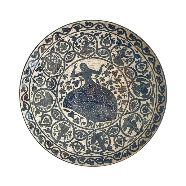 Sgraffito Handmade Ceramic Plate - Underglaze Painting & Persian Pottery Art in Dubai