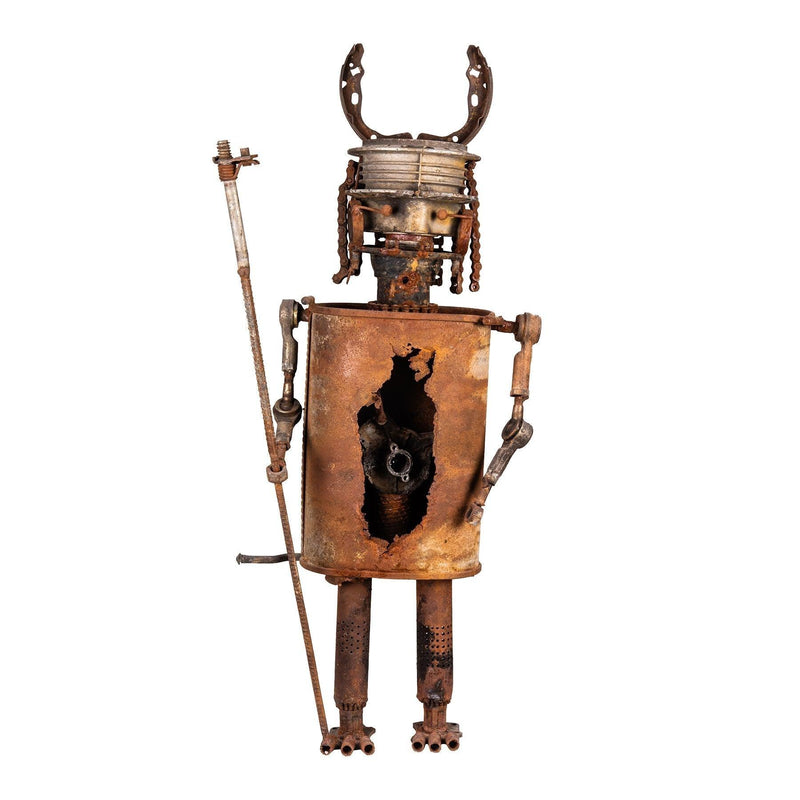 Viking Warrior Recycled Metal Sculpture, Contemporary Scrap Metal Statues & Artworks